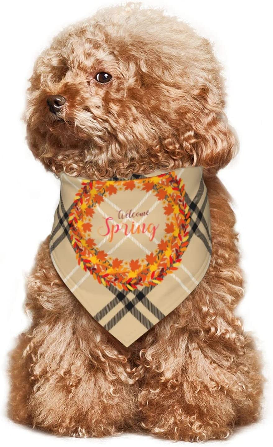 Welcome Spring Typography with Beautiful Pet Dog and Cat Decorative Triangle Scarf,Dog Bandana,Breathable and Stain Resistant. Animals & Pet Supplies > Pet Supplies > Dog Supplies > Dog Apparel ZALTAS   