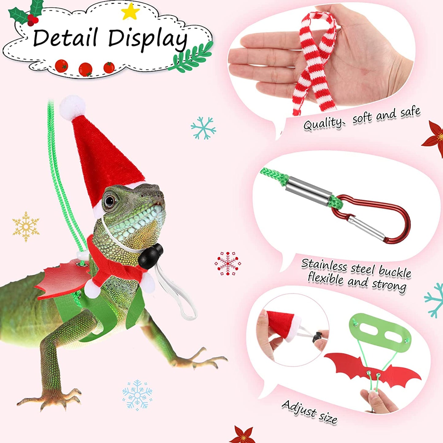 11 Pieces Christmas Bearded Dragon Santa Hat Scarf Set Including Lizard Christmas Costume Scarf Hat Buffalo Plaid and Leash Harness Set for Reptile Small Pet Animals Xmas Clothing Cosplay Animals & Pet Supplies > Pet Supplies > Dog Supplies > Dog Apparel Frienda   