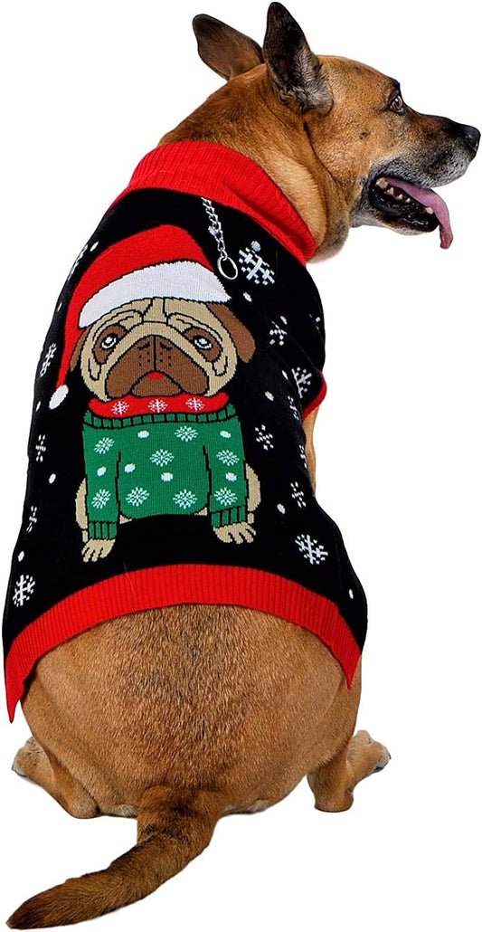 Socal Look Dogs Christmas Sweaters Santa Puppy Pug Pullover Small Black Animals & Pet Supplies > Pet Supplies > Dog Supplies > Dog Apparel SoCal Look   