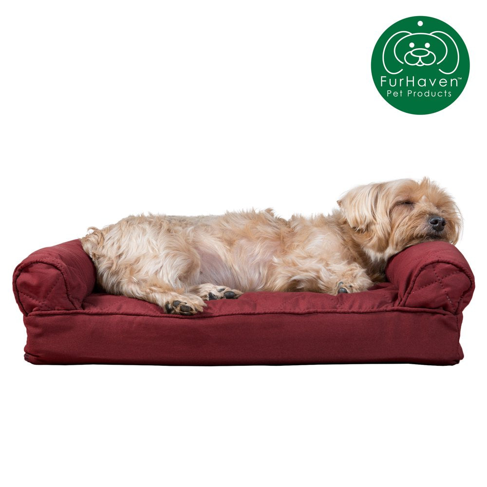 Furhaven Pet Products | Quilted Pillow Sofa Pet Bed for Dogs & Cats, Navy, Medium Animals & Pet Supplies > Pet Supplies > Cat Supplies > Cat Beds FurHaven Pet Products S Wine Red 