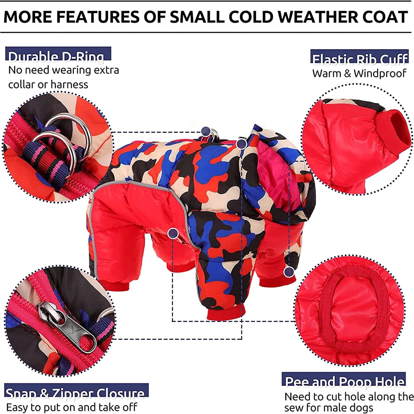 Winter Dog Pet Coat, Windproof Warm Dog Jacket Clothes with Four Legs Camouflage Clothes for Small Medium Large Dogs 3XL Animals & Pet Supplies > Pet Supplies > Dog Supplies > Dog Apparel COBEA0000077   