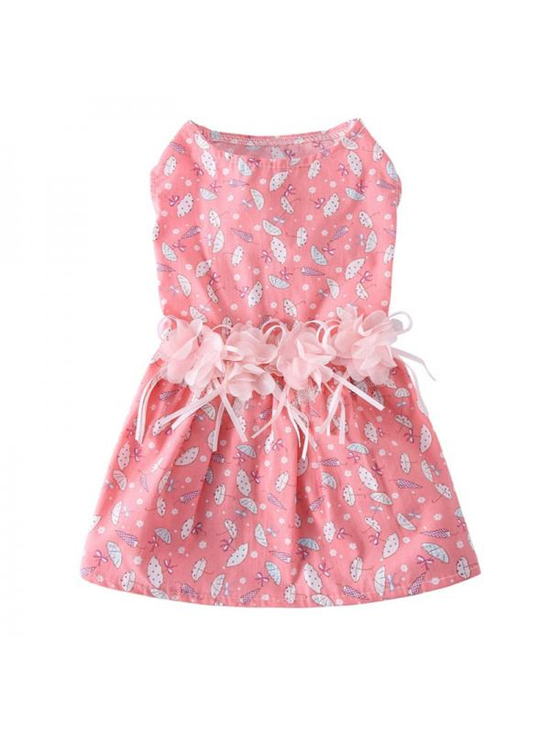 Flower Dog Dress for Pet Colorful Flower Print Clothes Birthday Party Doggie Sundress Puppy Clothes Animals & Pet Supplies > Pet Supplies > Dog Supplies > Dog Apparel Jongmart M Cute Umbrella 