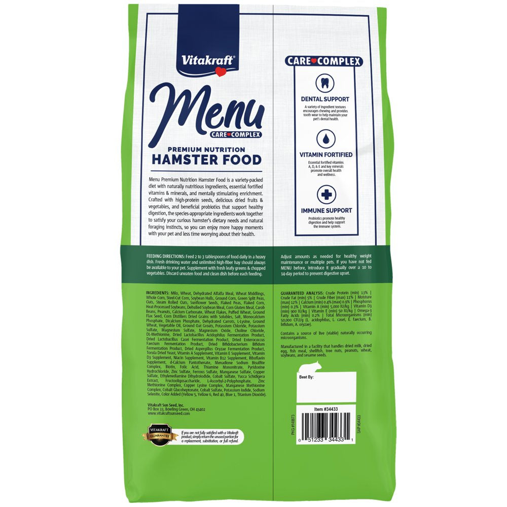 Vitakfraft Menu Premium Hamster Food - Alfalfa Pellets Blend - Vitamin and Mineral Fortified