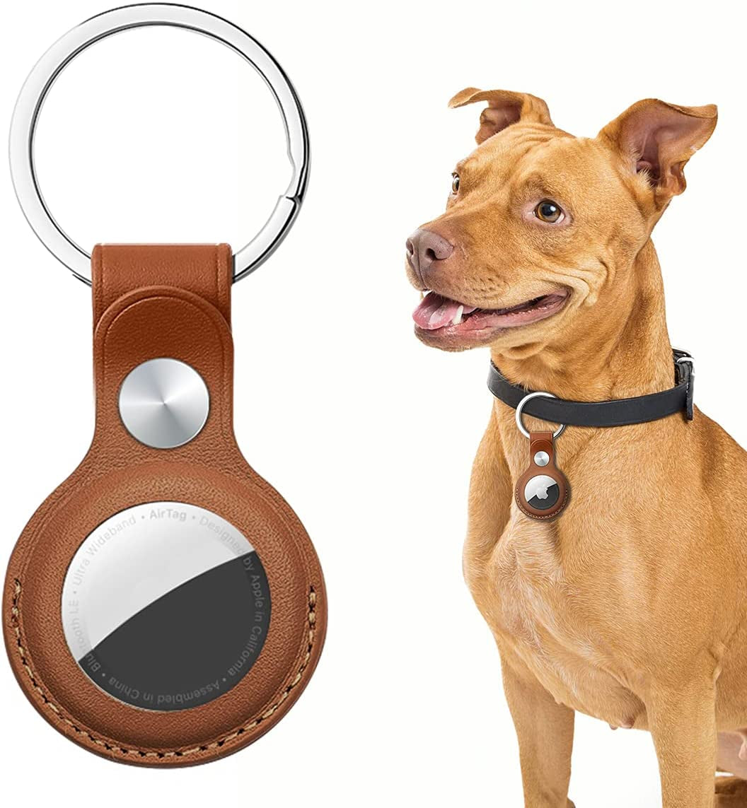 Aicase Case for Airtag with Keychain Ring, Protective Leather Holder Tracker Cover with Keyring Compatible with Apple New Air Tag 2021 for Pets, Keys, Luggage, Backpacks Electronics > GPS Accessories > GPS Cases AICase   