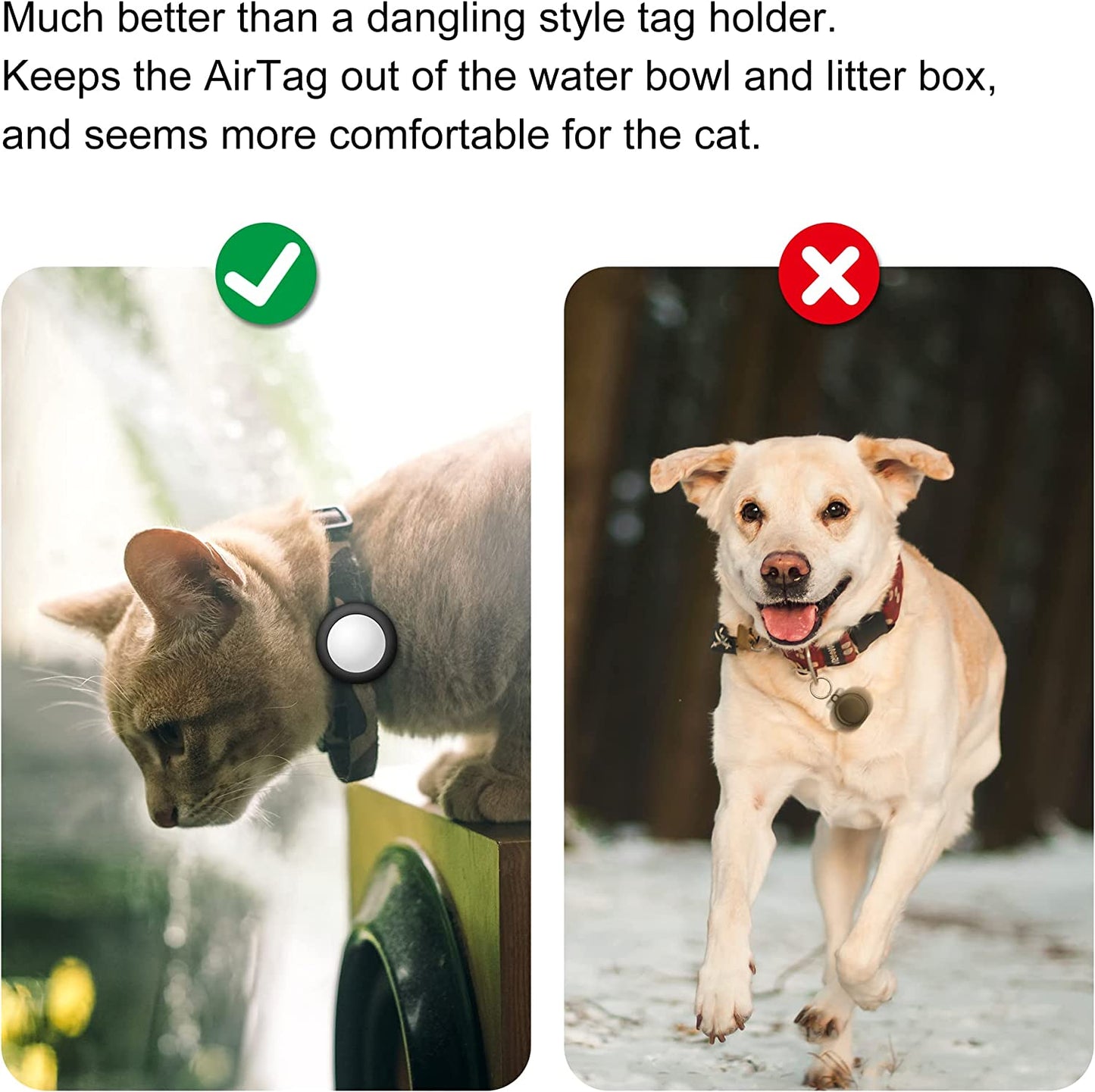 Airtag Cat Collar Holder for Apple Air Tag, 2 Pack Waterproof Case Cover for Cat Dog Collar with 3/8 Inch, Compatible with Cat Dog Collars Charms