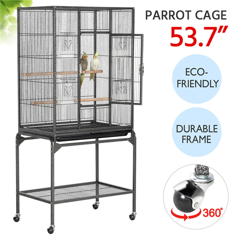 Topeakmart Bird Cage with Stand Wrought Iron Construction Quaker Parrot Cockatiel Finch Canary Bird Flight Cage Animals & Pet Supplies > Pet Supplies > Bird Supplies > Bird Cages & Stands Topeakmart   