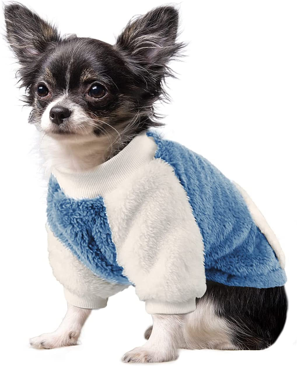 LESYPET Dog Sweaters for Small Dogs, Fleece Dog Sweater Small Dog Clothes Warm Puppy Coat Dog Pullover for Small Dogs Girl Boy, Grey Large Animals & Pet Supplies > Pet Supplies > Dog Supplies > Dog Apparel LESYPET Blue Medium 