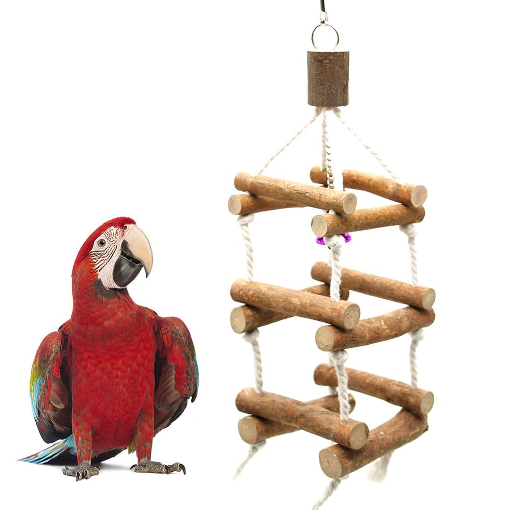 Visland Bird Parakeet Cockatiel Parrot Toys,Natural Wood Hanging Bell Pet Bird Cage Hammock Swing Climbing Ladders Wooden Perch Mirror Chewing Toy Animals & Pet Supplies > Pet Supplies > Bird Supplies > Bird Ladders & Perches Visland   