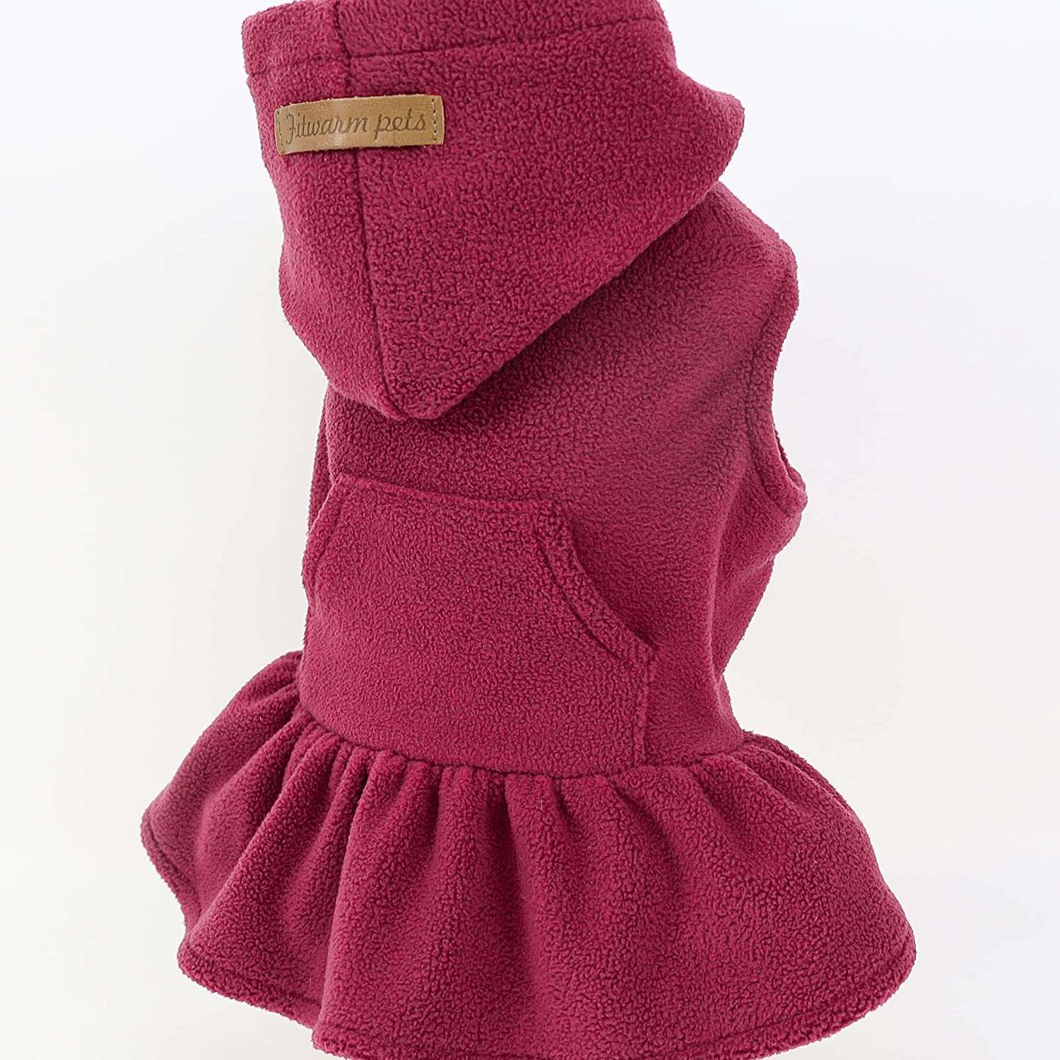 Fitwarm Fleece Dog Hoodie Dress, Vest Sweaters, Dog Clothes for Small Dogs Girl, Thermal Cat Apparel, Burgundy Red, Medium Animals & Pet Supplies > Pet Supplies > Dog Supplies > Dog Apparel Fitwarm   