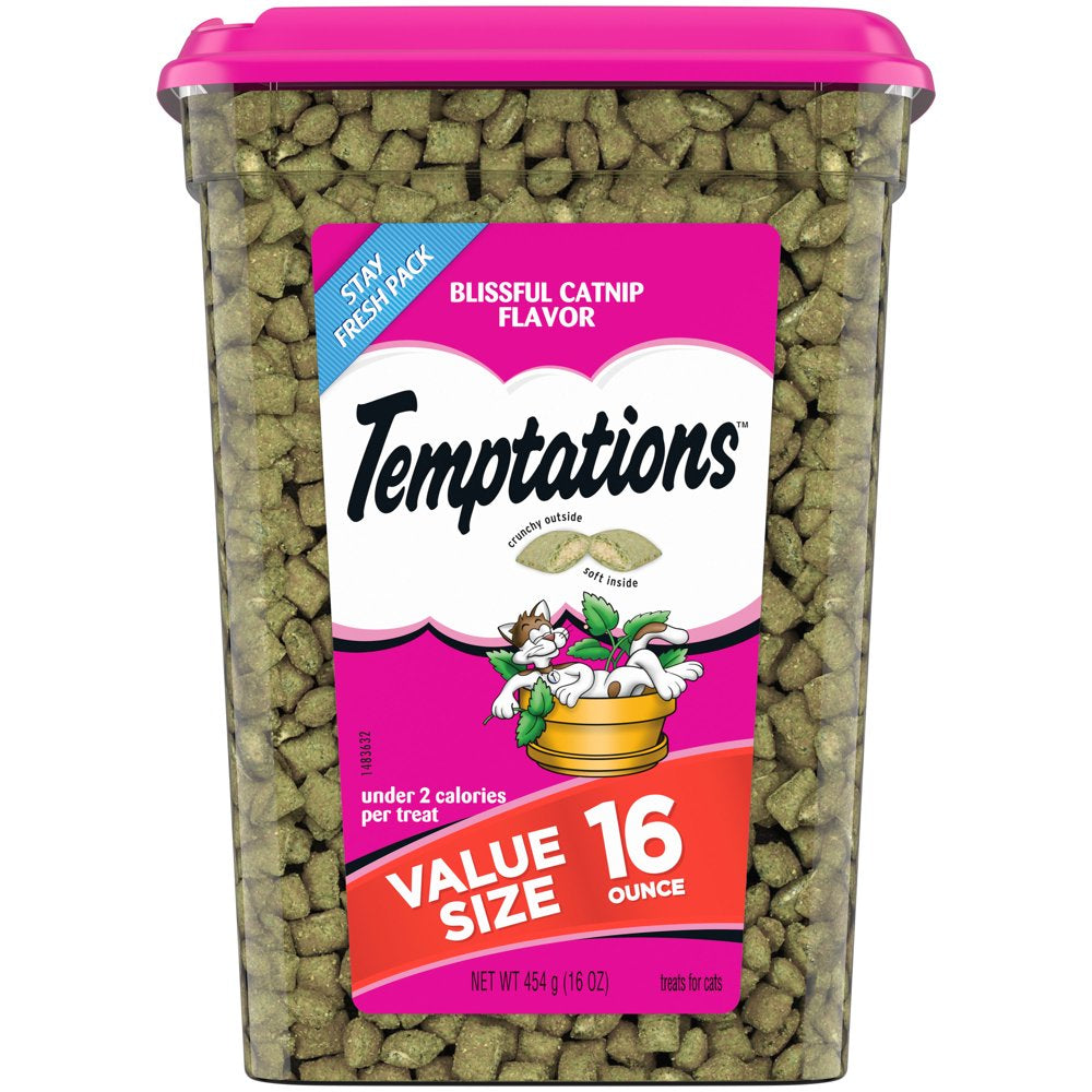 TEMPTATIONS Classic, Crunchy and Soft Cat Treats, Blissful Catnip Flavor, 6.3 Oz. Pouch Animals & Pet Supplies > Pet Supplies > Cat Supplies > Cat Treats Mars Petcare 16 oz  