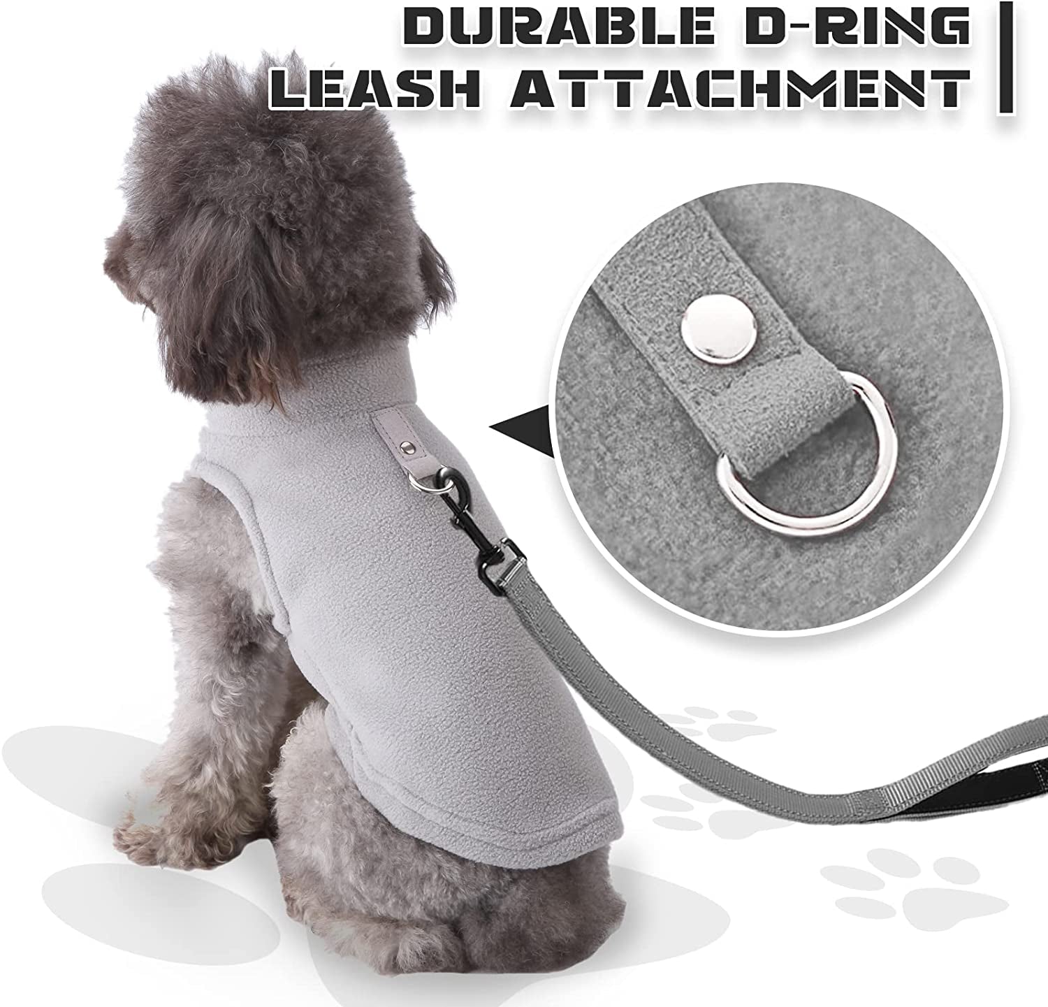 PETCARE Small Dog Sweater Cat Fleece Vest Soft Dog Jacket with Leash O-Ring Winter Warm Pet Pullover Coat Puppy Clothes for Small Dogs Cats Chihuahua Apparel Shih Tzu Costume, Grey Animals & Pet Supplies > Pet Supplies > Dog Supplies > Dog Apparel PETCARE   