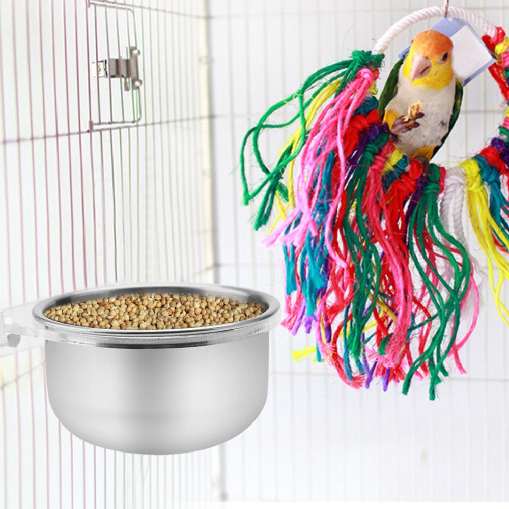 Tebru Parrot Food Bowl, Bird Cage Food Water Feeder Bowl + Rack Parrot Parakeet Cage Accessories, Parrot Feeder Animals & Pet Supplies > Pet Supplies > Bird Supplies > Bird Cage Accessories Tebru   