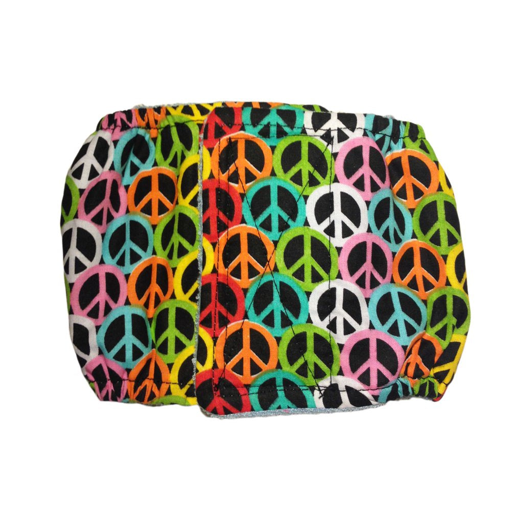 Barkertime Colorful Peace Washable Dog Belly Band Male Wrap - Made in USA Animals & Pet Supplies > Pet Supplies > Dog Supplies > Dog Diaper Pads & Liners Barkertime XS  