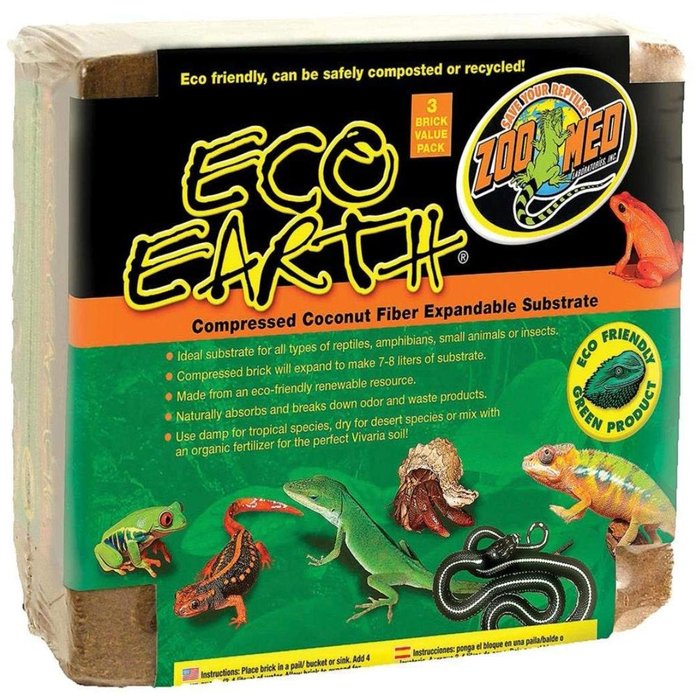 Eco Earthwalmartpressed Coconut Fiber Substrate, 3 Bricks, Ideal for Naturalistic Terrarium Type Set-Ups Incorporating Reptiles, Amphibians Or.., by Zoo Med