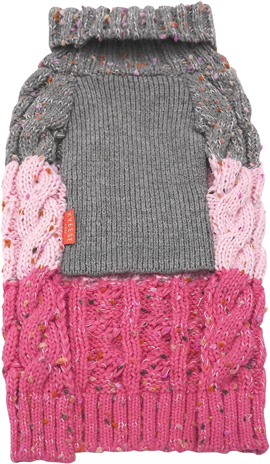 KYEESE 2022 Dog Sweater Color Block with Fuzzy Thread Knitted Turtleneck Dog Knitwear with Leash Hole for Small Dogs Fall Winter Dog Clothes, Pink,M Animals & Pet Supplies > Pet Supplies > Dog Supplies > Dog Apparel kyeese   