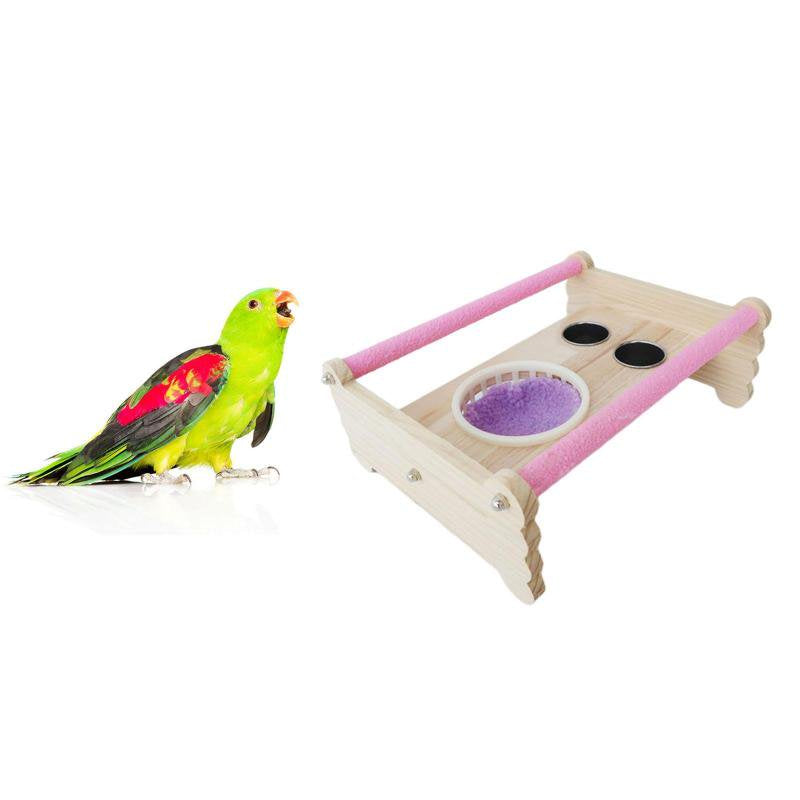 Parrot Perch Stand Wooden Birds Play Stand Tabletop W/ Food Water Bowl Birdcage Bed for Macaw Budgies Cockatiels Cockatoos Animals & Pet Supplies > Pet Supplies > Bird Supplies > Bird Cages & Stands Magideal   