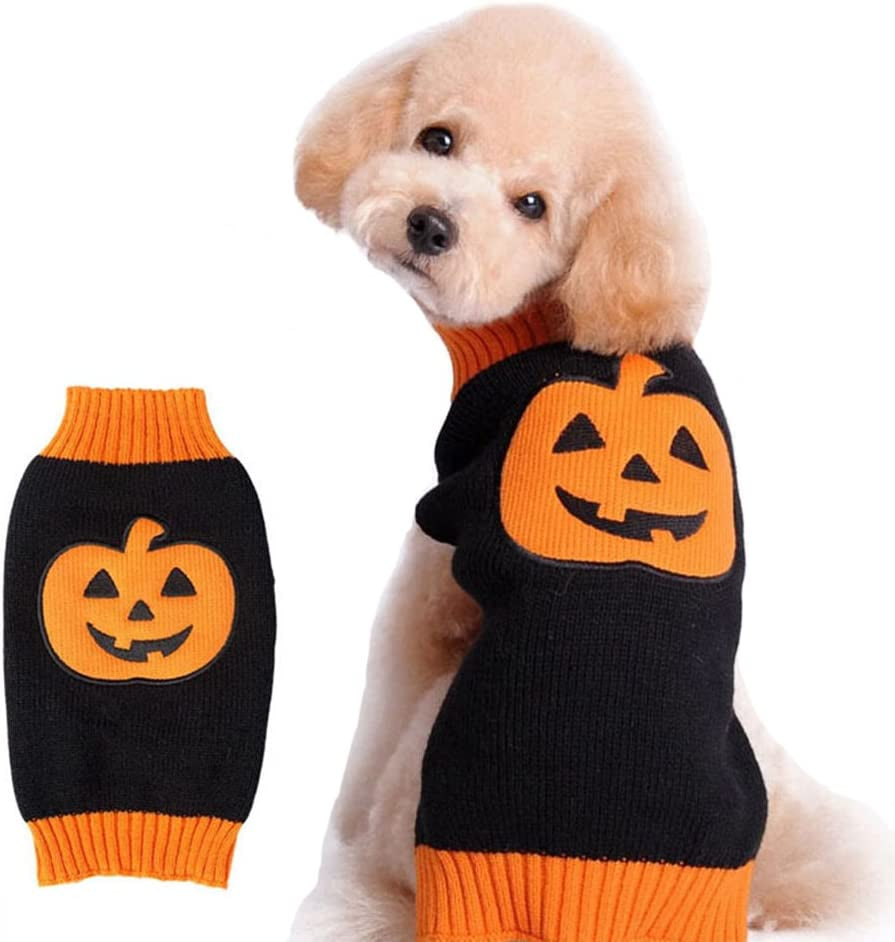 NACOCO Dog Sweater Pumpkin Pet Sweaters Halloween Holiday Party for Cat and Puppy (S) Animals & Pet Supplies > Pet Supplies > Dog Supplies > Dog Apparel NACOCO Orange XS 