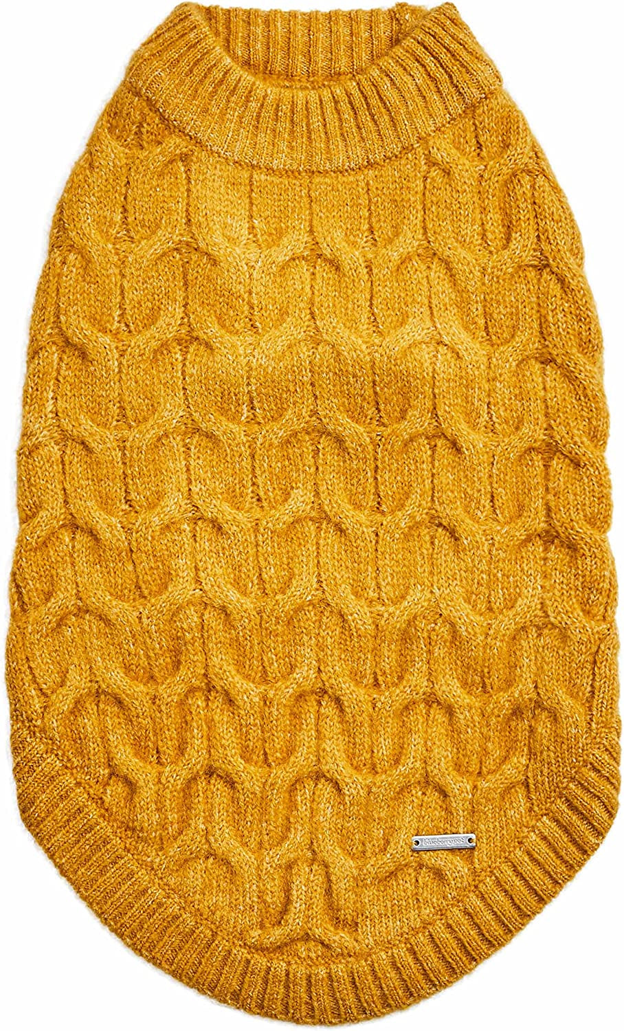 Blueberry Pet Classic Fuzzy Textured Knit Pullover Turtle-Neck Dog Sweater in Mustard Yellow, Back Length 12", Pack of 1 Clothes for Dogs Animals & Pet Supplies > Pet Supplies > Dog Supplies > Dog Apparel Blueberry Pet Mustard Yellow, Crew-neck 20 inch (Pack of 1) 