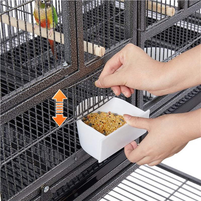 Topeakmart Stackable Metal Wide Bird Cage Divided Bird Breeder Cage with Rolling Stand for Finch Canaries Parakeets Cockatiels Budgies Black Animals & Pet Supplies > Pet Supplies > Bird Supplies > Bird Cages & Stands Topeakmart   