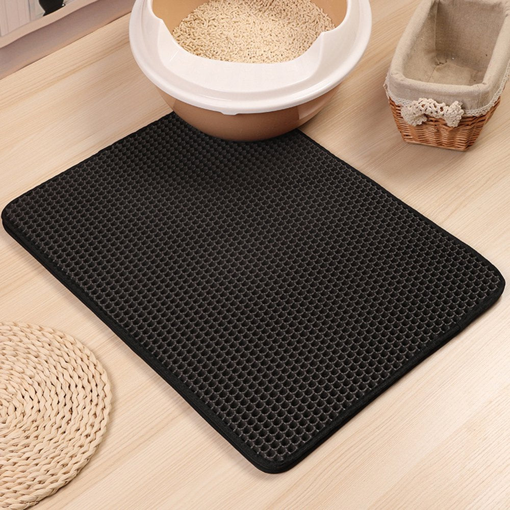 Walbest Cat Litter Mat, 11.81 X 11.81" Black Kitty Litter Mat, Cat Mat with Honeycomb Foldable Double Layer Litter Mat Design, Water & Urine Proof for Litter Boxes Animals & Pet Supplies > Pet Supplies > Cat Supplies > Cat Litter Box Mats Walbest   