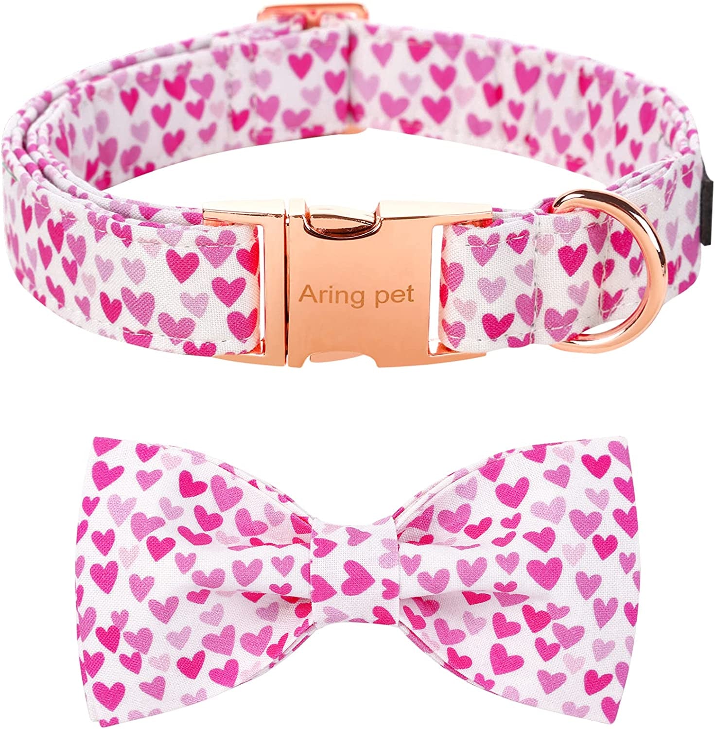 ARING PET Dog Collar with Detachable Bow, Adorable Bowtie Dog Collars, Adjustable & Comfortable Soft Collar Gift for Small Medium Large and Boy Girl Dogs. Animals & Pet Supplies > Pet Supplies > Dog Supplies > Dog Apparel ARING PET Peach flour XL 