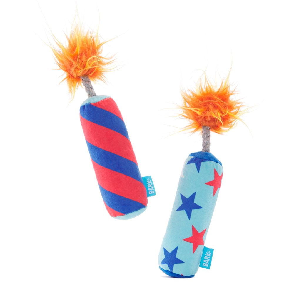 BARK Pup-Pup Fireworks - 2 Yankee Doodle Dog Toys, XS-S Dogs, with T-Shirt Rope Great for Tug-O-War