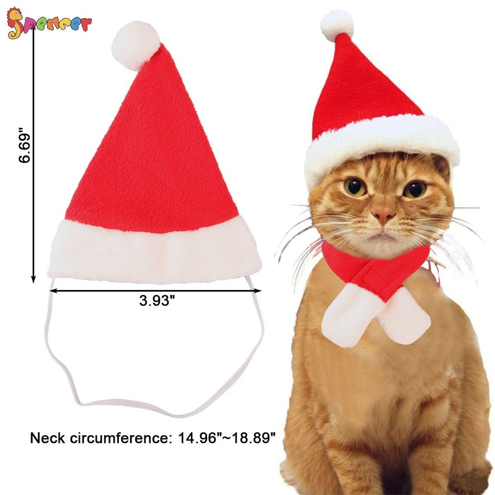 Spencer 2Pcs Pet Dog Cat Santa Hat & Red Scarf Set Christmas Outfit Pet Costume Apparels for Puppys Small Cats Animals & Pet Supplies > Pet Supplies > Dog Supplies > Dog Apparel Spencer   