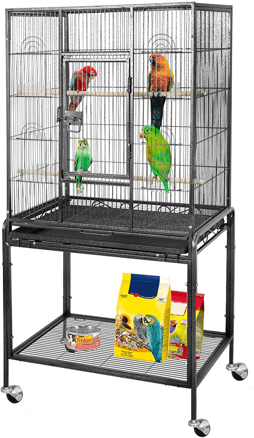 53 Inch Large Bird Cage Parrot Cockatiel Parakeet Macaw Cage W/Stand Perch Wrought Iron Pet Supplies