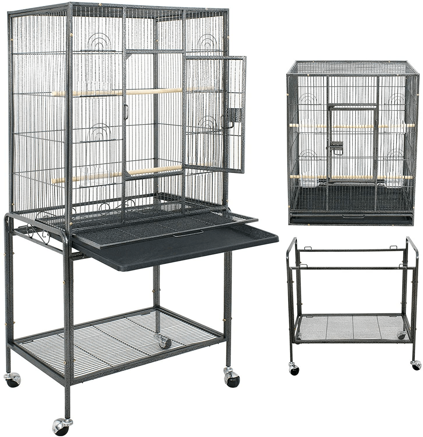 53 Inch Large Bird Cage Parrot Cockatiel Parakeet Macaw Cage W/Stand Perch Wrought Iron Pet Supplies