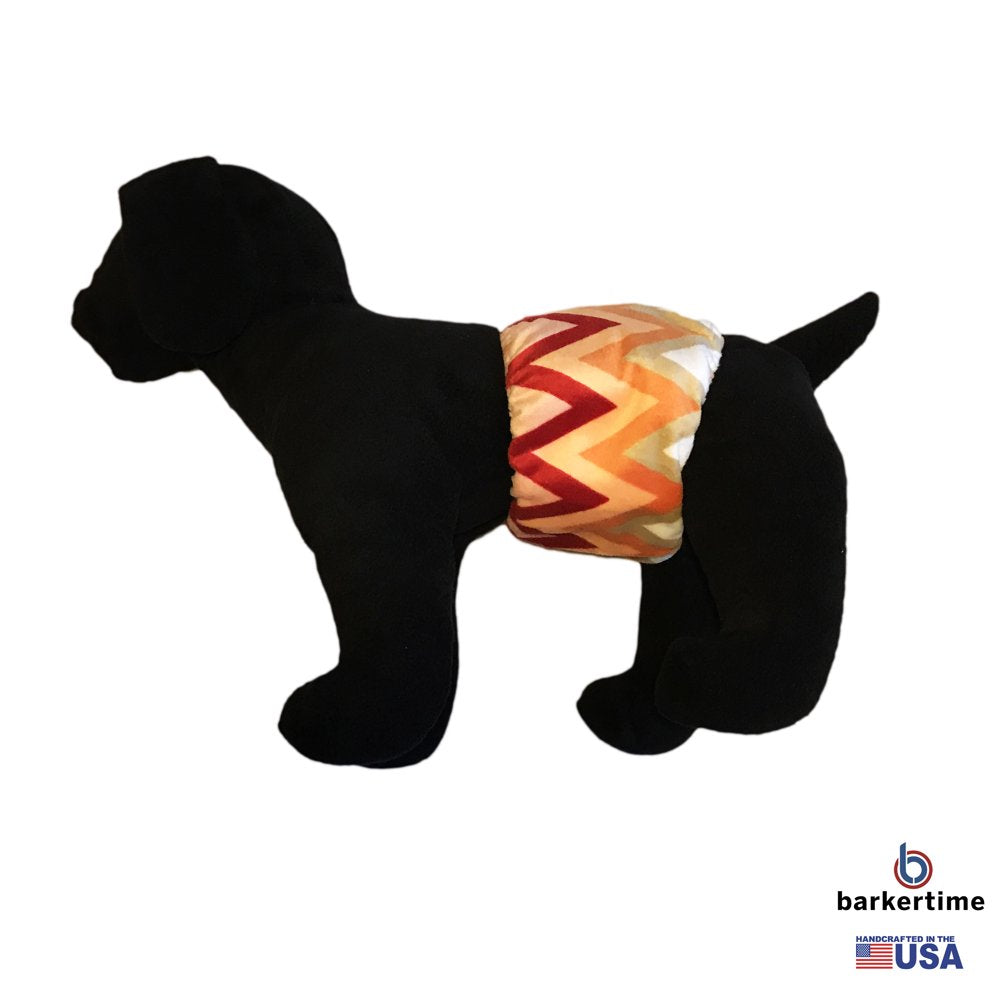 Barkertime Orange and Red Chevron Minky Washable Dog Belly Band Male Wrap - Made in USA Animals & Pet Supplies > Pet Supplies > Dog Supplies > Dog Diaper Pads & Liners Barkertime   