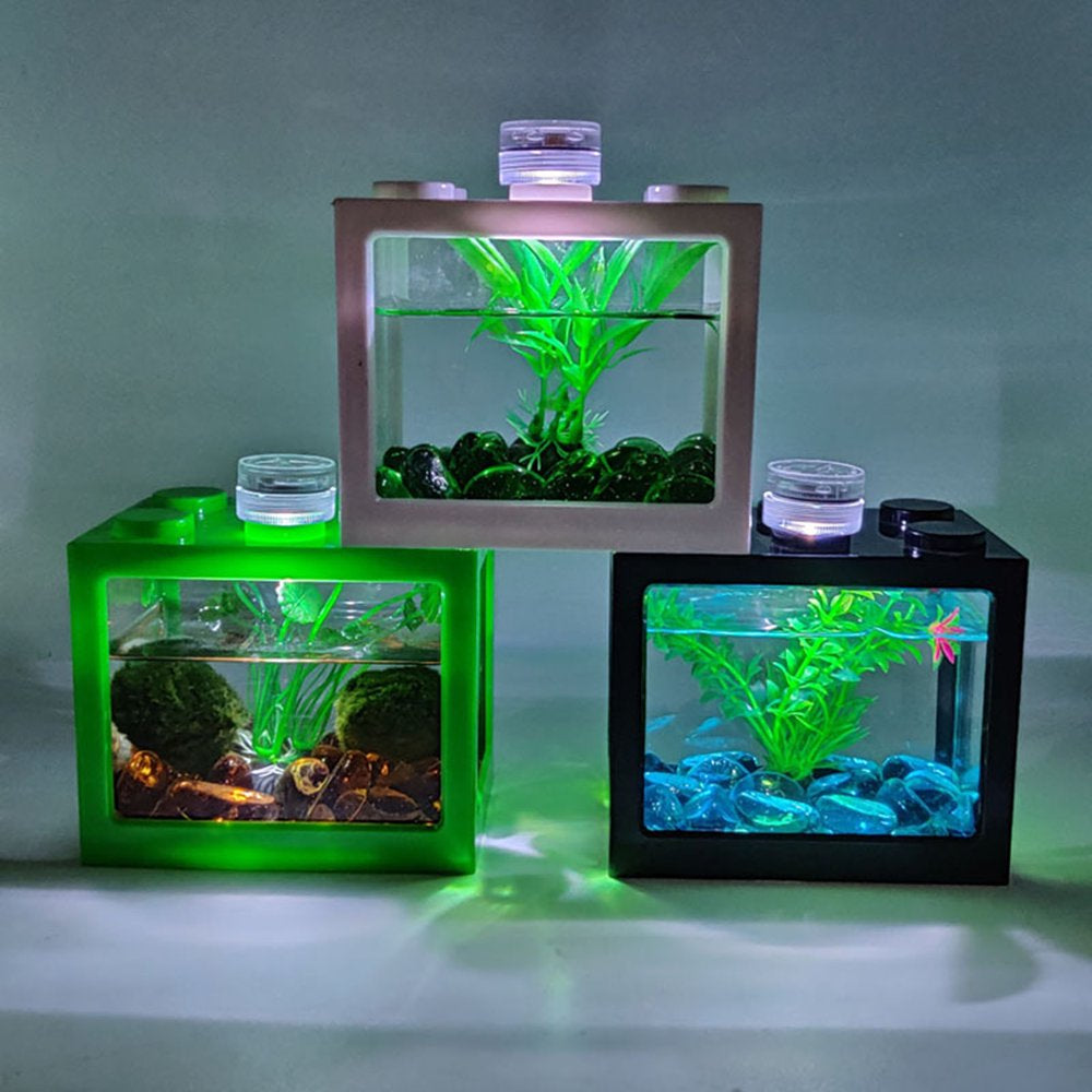 Ruijy Fish Tank Transparent Energy Saving Acrylic LED Light Aquarium Tank Kit for Room Decor