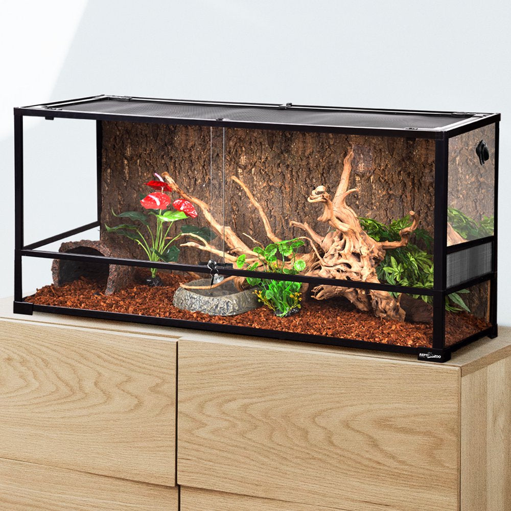 REPTI ZOO 90Gallon Reptile Large Terrarium Upgrade Glass Front Opening Tank Sliding Door with Screen Ventilation Reptile Terrarium about 48" X 18" X 24"(Knock-Down) Animals & Pet Supplies > Pet Supplies > Small Animal Supplies > Small Animal Habitat Accessories Etan Pet Supplies INC.   