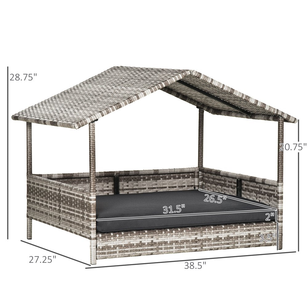 Walmeck Wicker Pet House Dog Bed for Indoor/Outdoor Rattan Furniture with Cushion Animals & Pet Supplies > Pet Supplies > Dog Supplies > Dog Houses Walmeck   