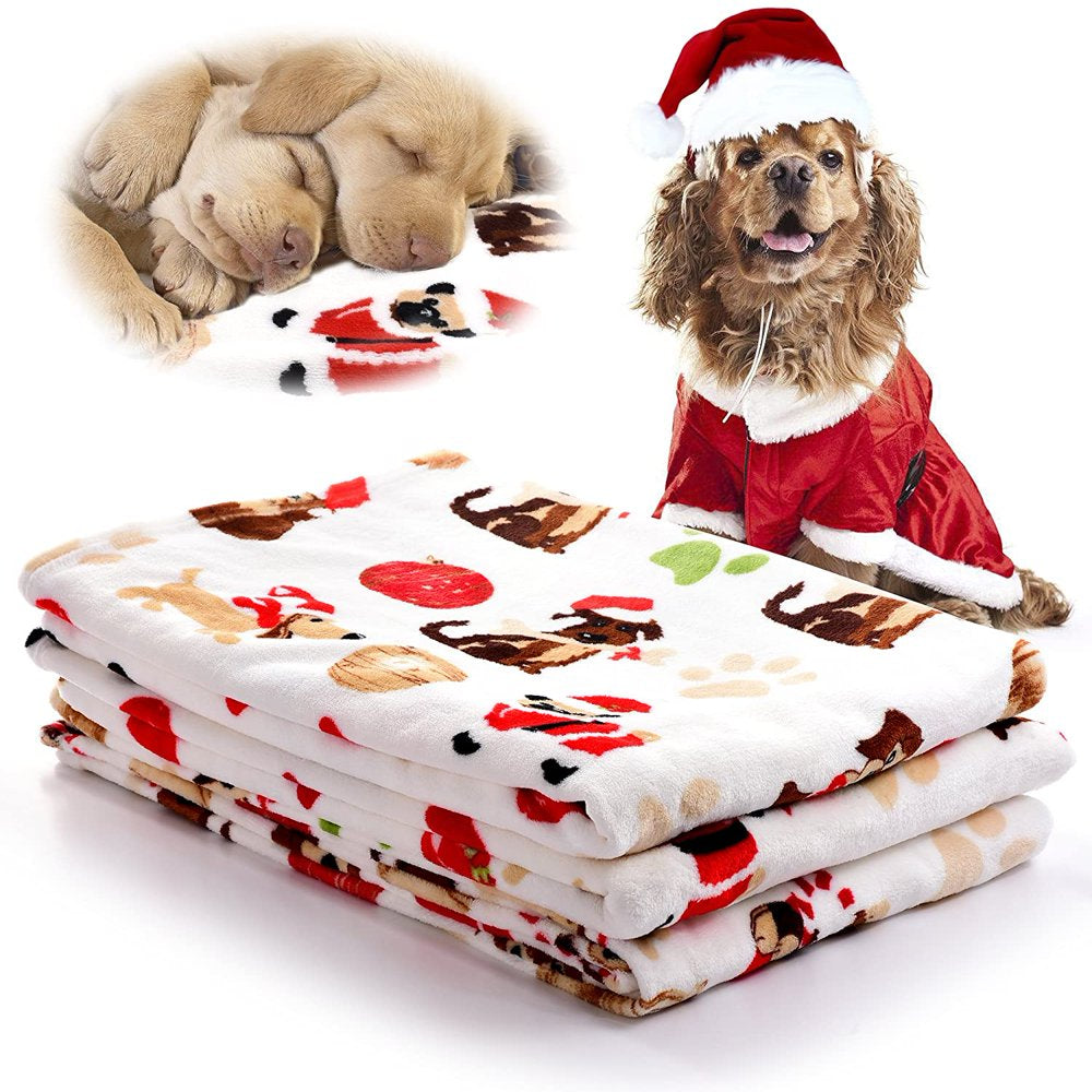 LUXMO Puppy Blanket for Pet Cushion Small Dog Cat Bed Soft Warm Sleep Mat, Pet Dog Cat Puppy Kitten Soft Blanket Doggy Warm Bed Mat Paw Print Animals & Pet Supplies > Pet Supplies > Cat Supplies > Cat Beds LUXMO PREMIUM 31" x 24" Chrismas Dog 