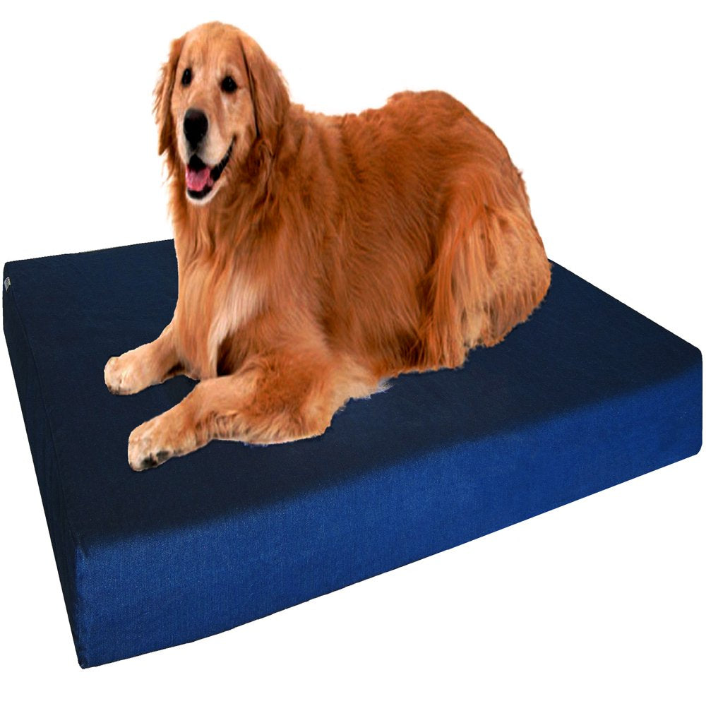 Dogbed4Less Orthopedic Waterproof Memory Foam Dog Bed for Large Pet 55"X37"X4", Denim Blue Washable Cover, XXL Animals & Pet Supplies > Pet Supplies > Cat Supplies > Cat Beds Dogbed4less XL 47"X29"X4"  