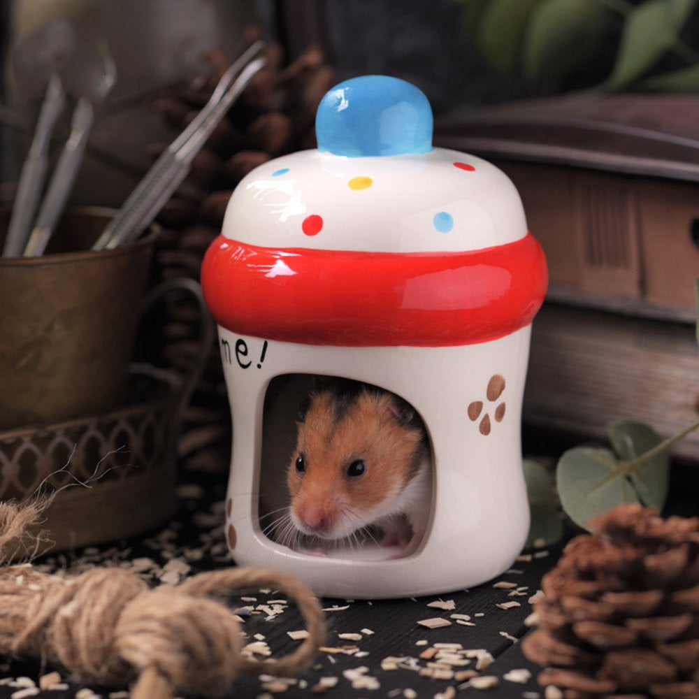 Anti-Chew Ceramic Pet Hideout Hut Cave Ceramic Critter Bath Deodorant Summer Cool Small Animal Nesting Habitat Cage Gift Animals & Pet Supplies > Pet Supplies > Small Animal Supplies > Small Animal Habitats & Cages Sharawem   