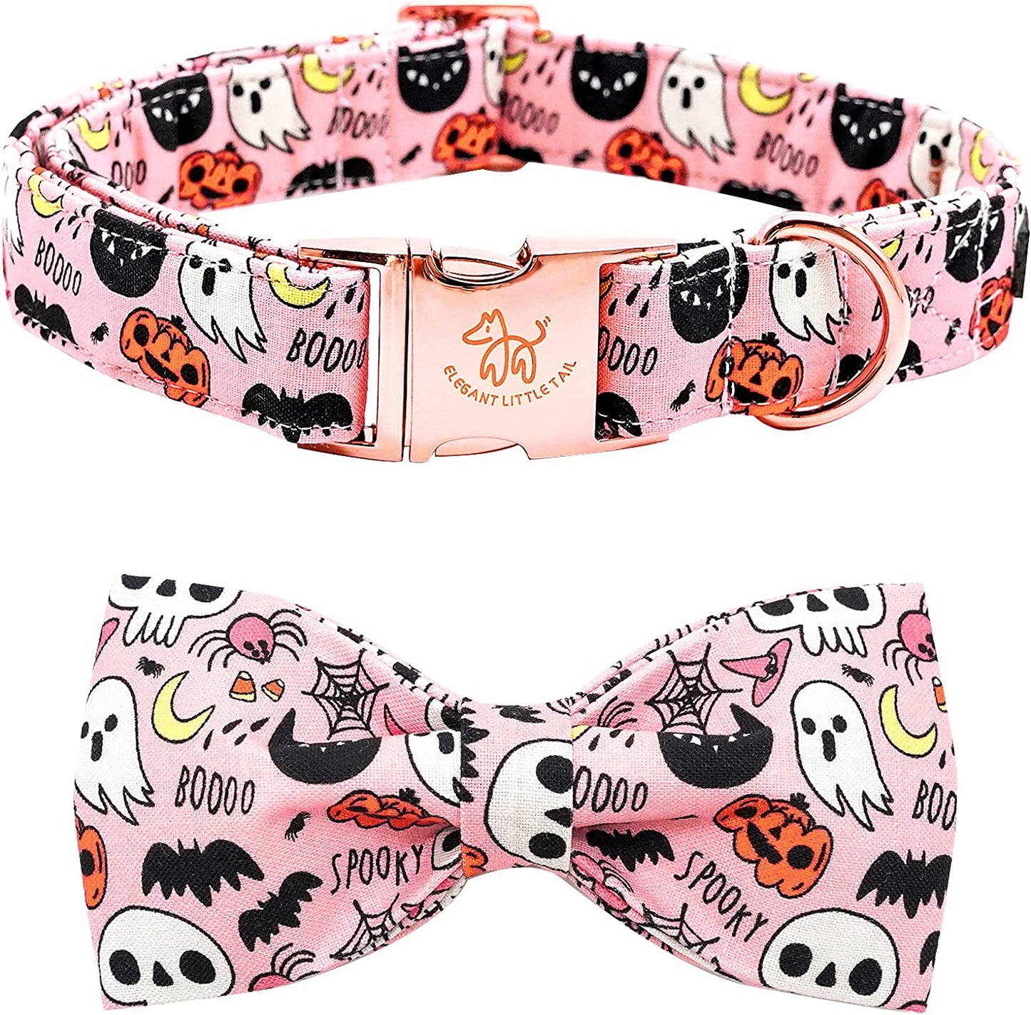 Elegant Little Tail Dog Collar with Bow - Fall Dog Collar Halloween Pumpkin Bow Girl Boy Pet Collar Soft Dog Bowtie Collars for Large Dogs Animals & Pet Supplies > Pet Supplies > Dog Supplies > Dog Apparel Elegant little tail A: 1Halloween Pumpkin X-Large (Pack of 1) 