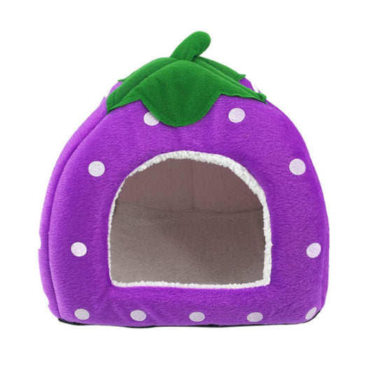 Pethome Strawberry Mongolian Dog Kennel Green Leaf Handle Dog Strawberry Bed Cat Collapsible Puppy House Animals & Pet Supplies > Pet Supplies > Dog Supplies > Dog Houses PetHome 28*28*27cm Purple 