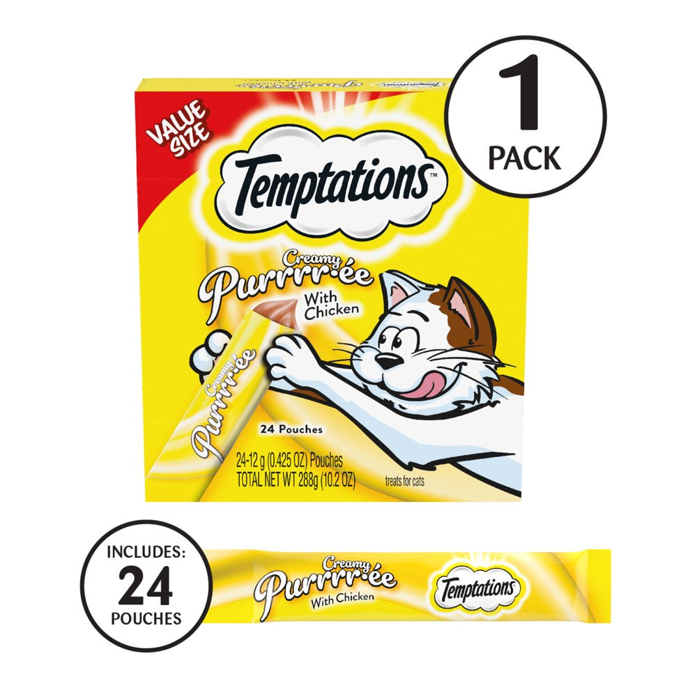 TEMPTATIONS Creamy Puree Chicken Lickable Cat Treats, (24) 12G Pouches Animals & Pet Supplies > Pet Supplies > Cat Supplies > Cat Treats Mars Petcare   