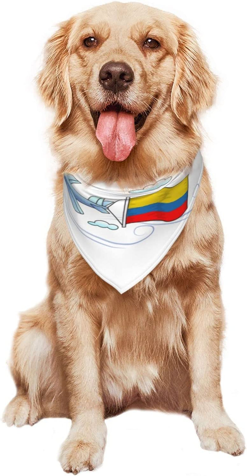 Airplane with Flag Colombia Pet Dog and Cat Decorative Triangle Scarf,Dog Bandana,Breathable and Stain Resistant. Animals & Pet Supplies > Pet Supplies > Dog Supplies > Dog Apparel ZALTAS   