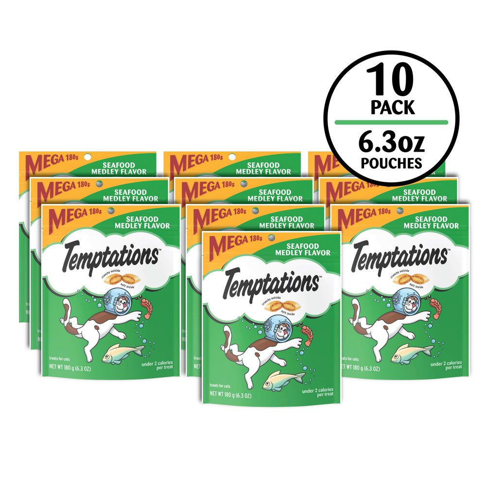 TEMPTATIONS Classic Crunchy and Soft Cat Treats Seafood Medley Flavor, 6.3 Oz. Pouch Animals & Pet Supplies > Pet Supplies > Cat Supplies > Cat Treats Mars Petcare   