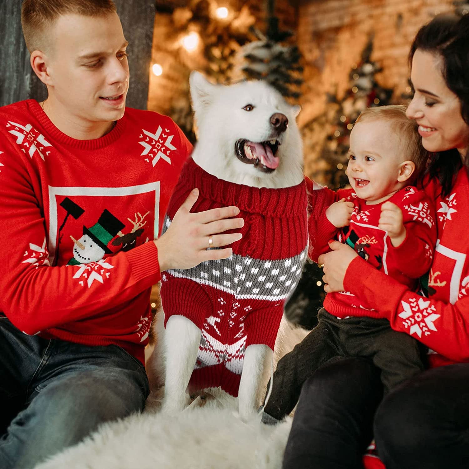 4 Pieces Dog Sweaters Christmas Halloween Dog Holiday Sweaters Puppy Snow Elk Reindeer Snowman Skull Elf Bats Pumpkins Turkey Heart Warm Cosplay Clothes (Cute Pattern, Small) Animals & Pet Supplies > Pet Supplies > Dog Supplies > Dog Apparel Frienda   