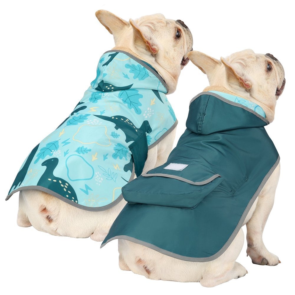 HDE Reversible Dog Raincoat Hooded Slicker Poncho Rain Coat Jacket for Small Medium Large Dogs Dinosaurs - XXL Animals & Pet Supplies > Pet Supplies > Dog Supplies > Dog Apparel HDE M Dinosaurs 