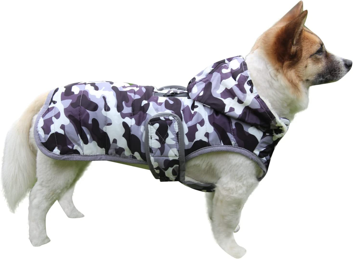 Joydaog Fleece Dog Hoodie for Medium Dogs Warm Puppy Jacket for Cold Winter Waterproof Dog Coats with Hood,Grey L Animals & Pet Supplies > Pet Supplies > Dog Supplies > Dog Apparel Qingwanke White Camo Large (Pack of 1) 