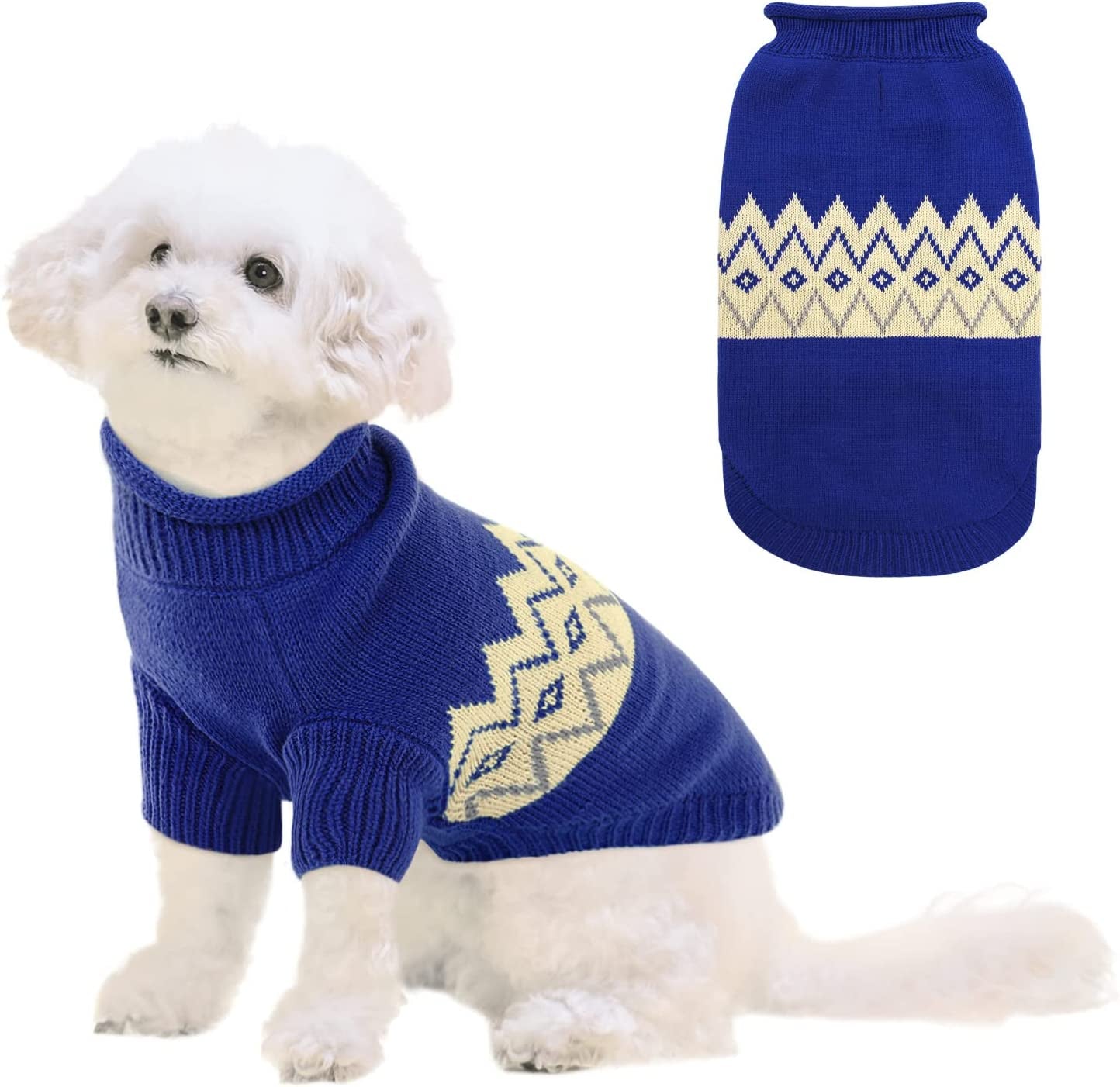 Queenmore Warm Dog Sweater, Soft Pet Knitwear, Knitted Pullover, Vlentines Day Gifts Winter Pet Clothes for Small Medium Dogs Cats Animals & Pet Supplies > Pet Supplies > Dog Supplies > Dog Apparel Queenmore Blue Small 