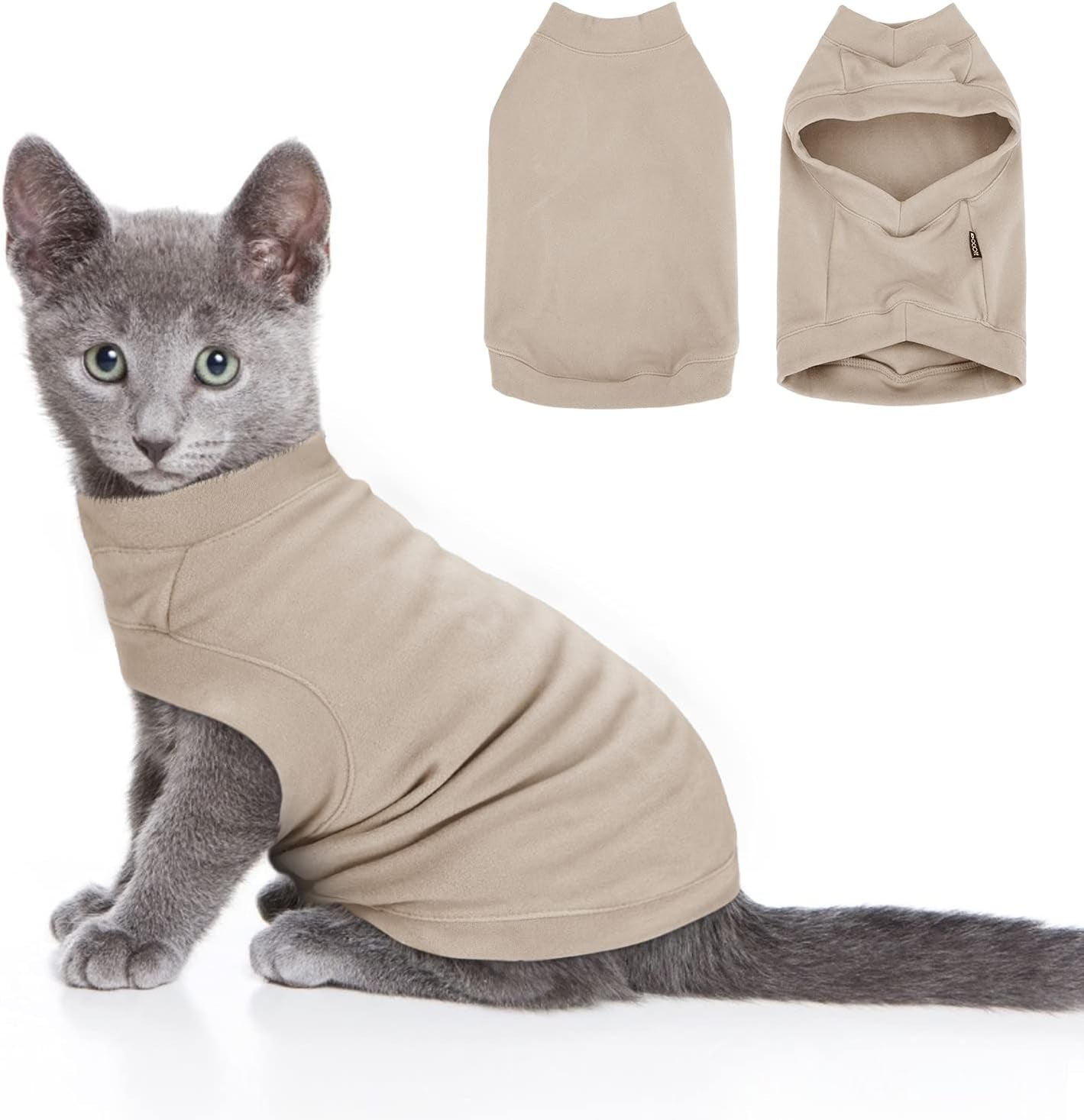 Soft Fleece Dog Sweatshirt - Warm Dog Sweaters for Small Medium Dogs Cats Cold Weather - Cat Sweater Pullover Stretchy Hoodie Easy on - Comfortable Dog Winter Clothes Pet Sweaters Vest for Doggie Animals & Pet Supplies > Pet Supplies > Dog Supplies > Dog Apparel Dociote Brown S 