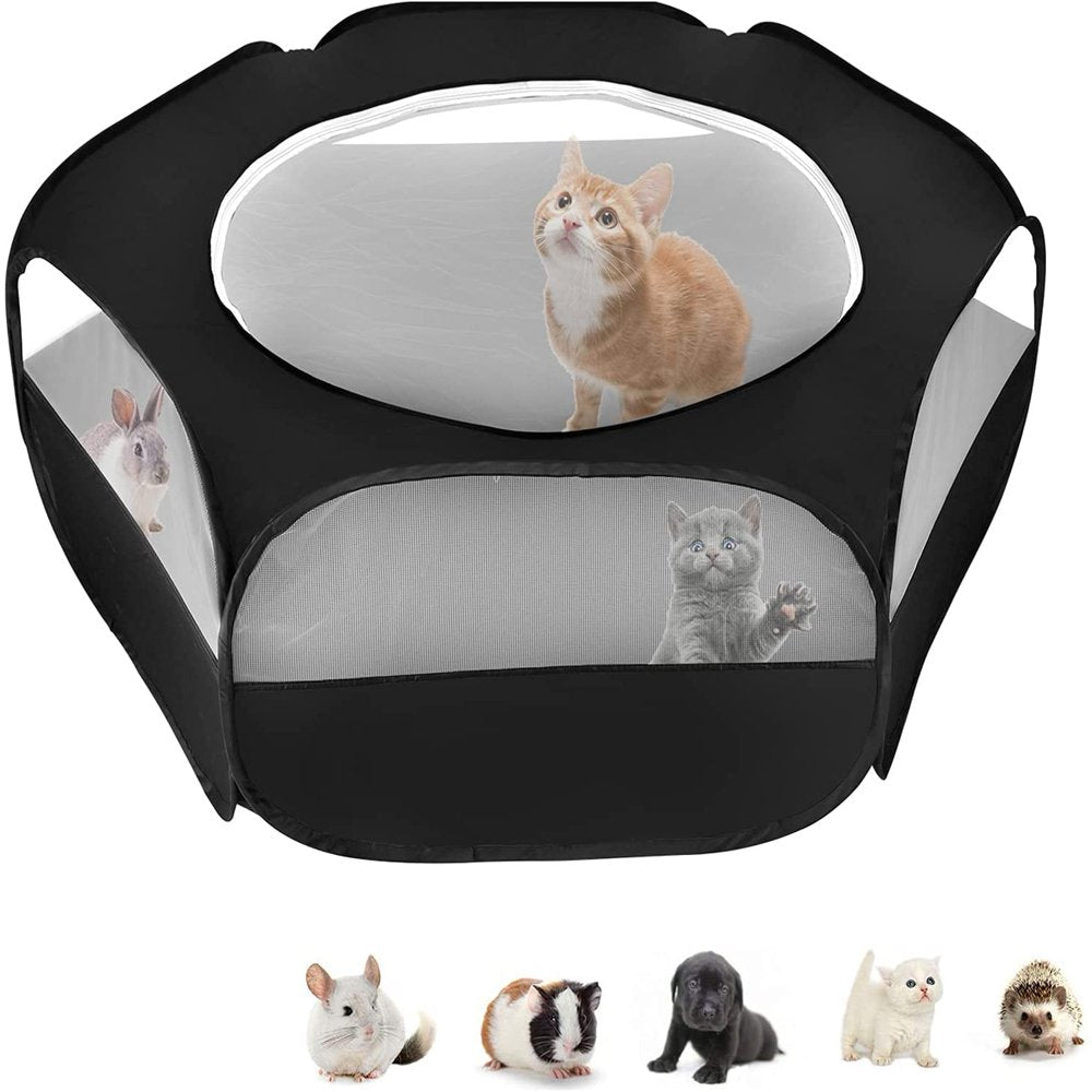 Feiling Small Animal Playpen, Waterproof Small Pet Cage Tent Portable Outdoor Exercise Yard Fence with Top Cover anti Escape Yard&Nbsp;Fenc Animals & Pet Supplies > Pet Supplies > Dog Supplies > Dog Kennels & Runs Feiling Black  