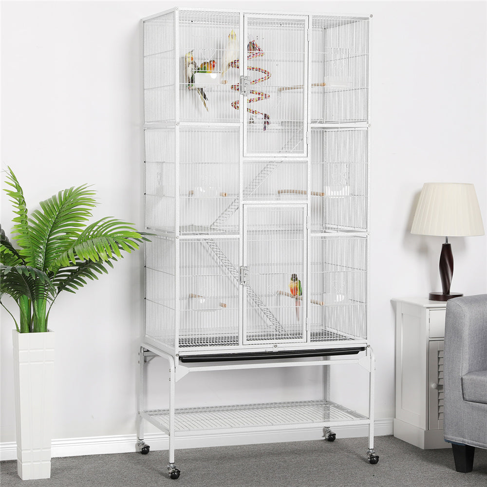 Easyfashion 69" H Extra Large Bird Cage with Detachable Stand, White Animals & Pet Supplies > Pet Supplies > Bird Supplies > Bird Cages & Stands Easyfashion   