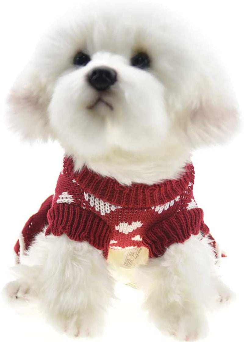 Christmas Small Dog Sweaters Female Girl Red Winter Warm Dog Princess Dress Clothes Dachshund Chihuahua Corgi (S(Bust 13.7Inch), Red Heart) Animals & Pet Supplies > Pet Supplies > Dog Supplies > Dog Apparel MUYAOPET   