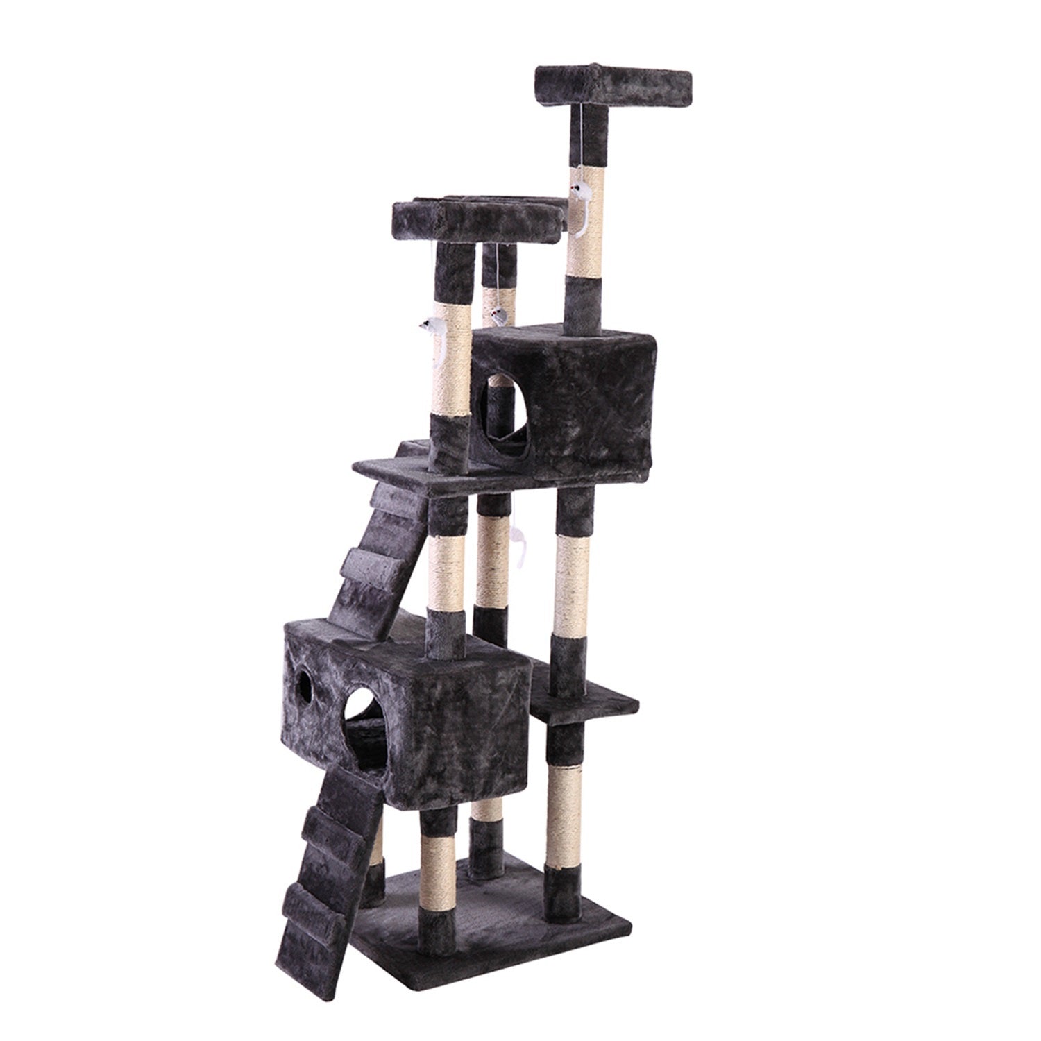 Pefilos Pet Furniture for Cats and Kittens - Cat Tower for Indoor Cats Tall Cat Tree for Big Cats Tiger Tough Cat Tree Tower Interactive Playground, Gray Animals & Pet Supplies > Pet Supplies > Cat Supplies > Cat Furniture Pefilos   